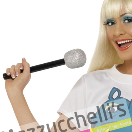 Microfono con Glitter cantante vip personaggi famosi anni '60 '70 '80 '90 - Mazzucchellis