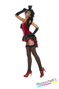 COSTUME donna sexy ballerina burlesque rossa e nero CARNEVALE HALLOWEEN O ALTRE FESTE A TEMA - Mazzucchellis