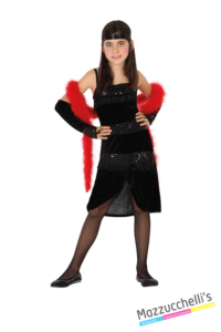 costume bambina charleston nero anni '20 carnevale halloween o altre feste a tema - Mazzucch