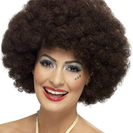 parrucca afro marrone anni 60 70 hippie popoli del mondo - Mazzucchellis