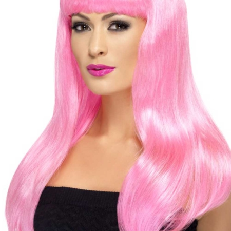 parrucca-rosa-lunga-con-frangetta---Mazzucchellis