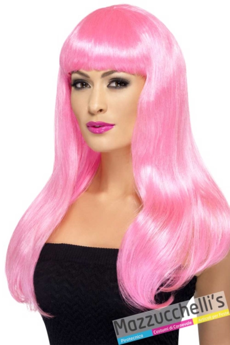 parrucca-rosa-lunga-con-frangetta---Mazzucchellis