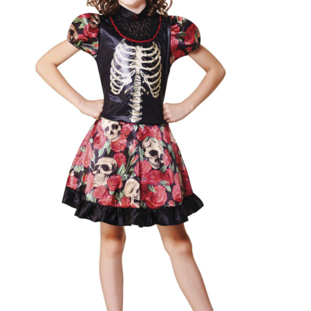 costume scheletro Messicano Day of the Dead - il Giorno dei morti bambina carnevale halloween o altre feste a tema - Mazzucchellis