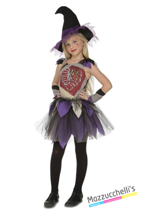costume strega scheletro bambina carnevale halloween o altre feste a tema - Mazzucchellis