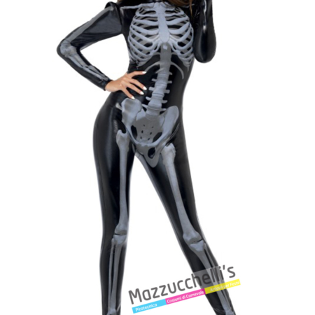 costume tuta aderente di scheletro scheletro halloween , carnevale o altre feste a tema - Mazzucchellis