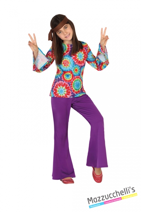 costume bvambina hippie figlia dei fiori anni 60 70 carnevale halloween o altre feste a tema - Mazzucchellis