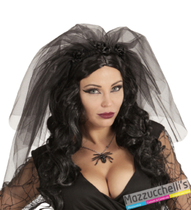 cerchietto con velo nero da sposa cadavere horror carnevale halloween e altre feste a tema - Mazzucchellis