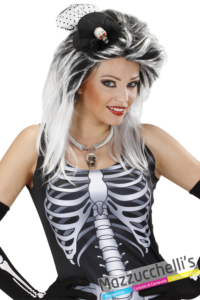 mini cappello con velo e scheletro halloween carnevale altre feste a tema - Mazzucchellis