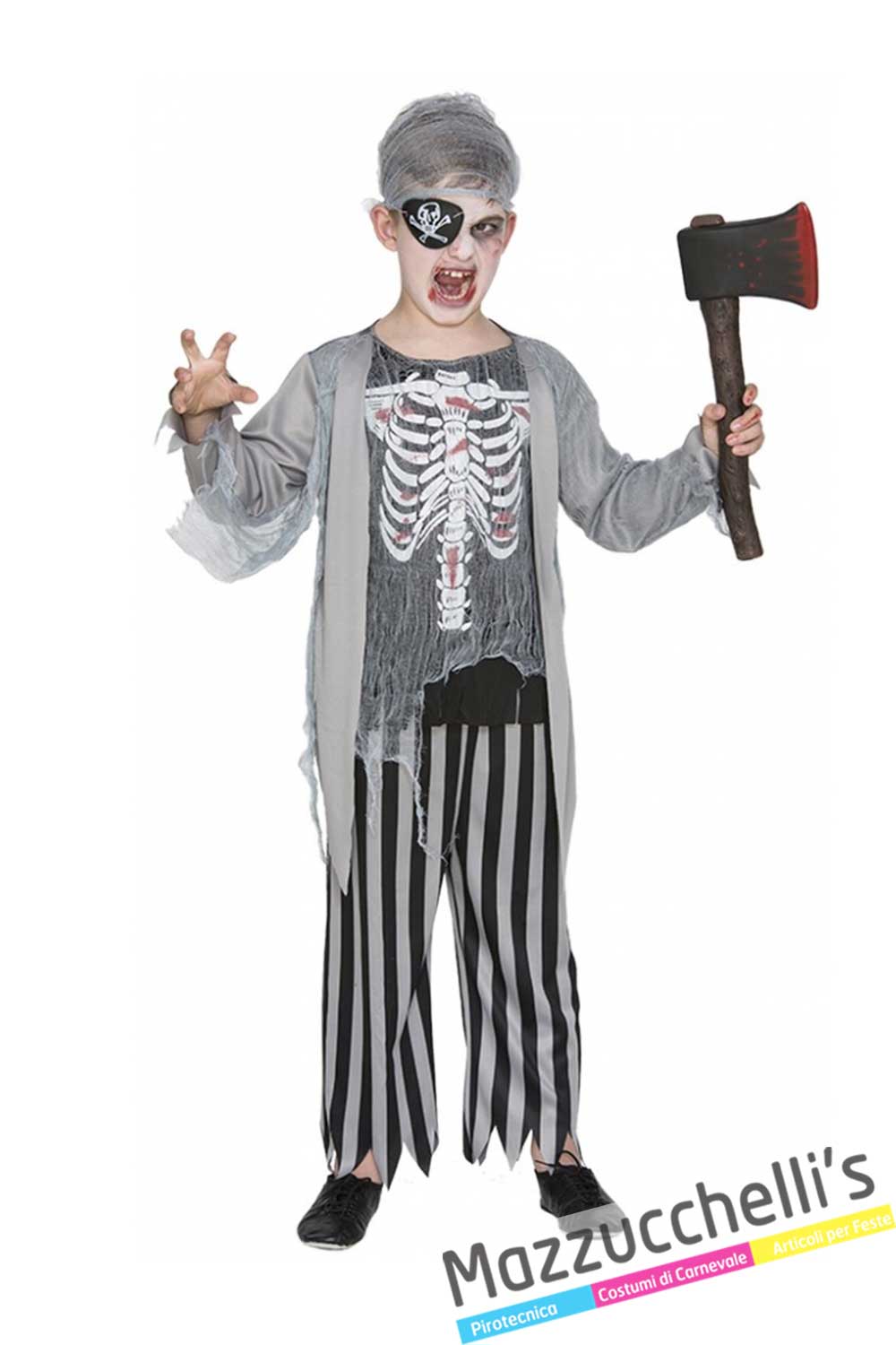 Costume Zombie Per Bambini Spaventoso – Set Con Maschera, Top E Pantaloni Effetto Sangue, Per Halloween E Feste